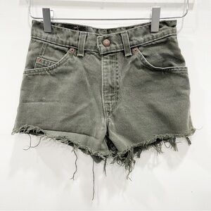 Levi’s Vintage 560 Regular Green Denim Cutoff Shorts Size 12 Orange Tab